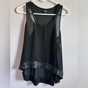 NWTs Mossimo Sleeveless Sheer Black Tank with Embellished Hem Size SP